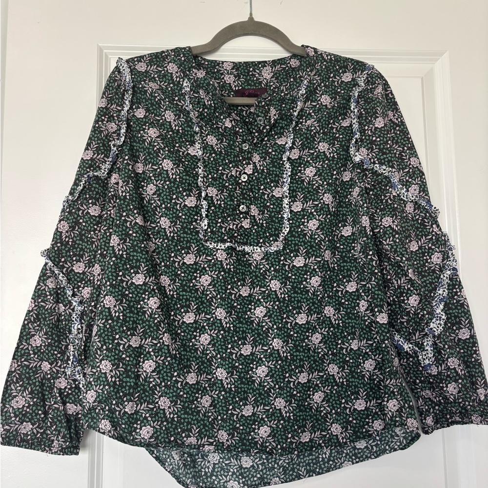 J.Crew Ruffle Sleeve Blouse Mixed Franklyn Floral print Liberty London - Picture 2 of 6